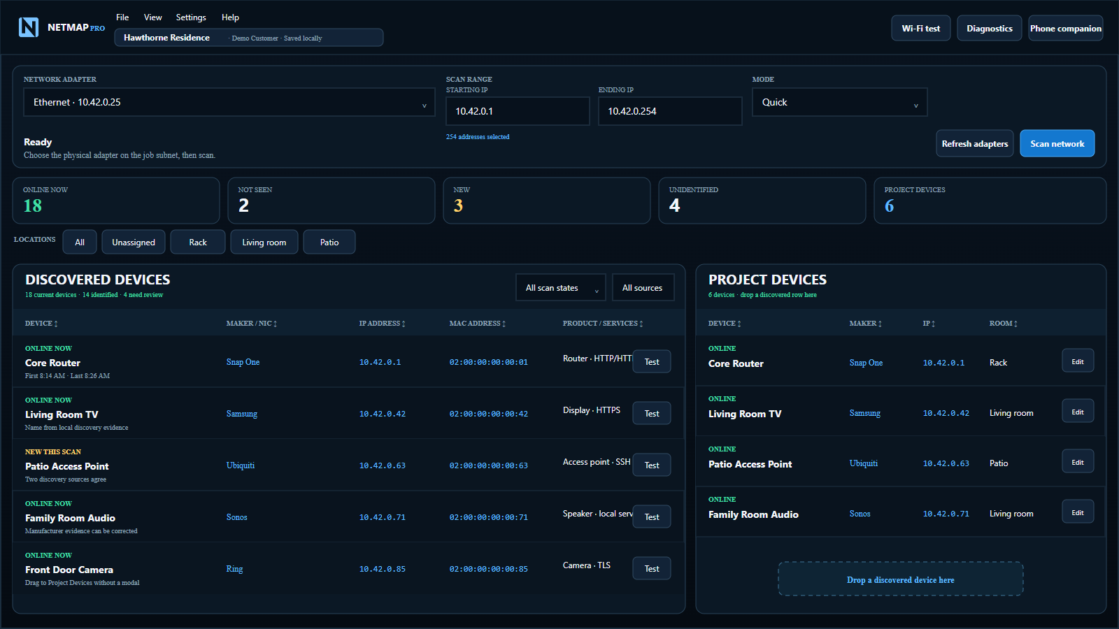 Responsive Wireborne device inventory workspace